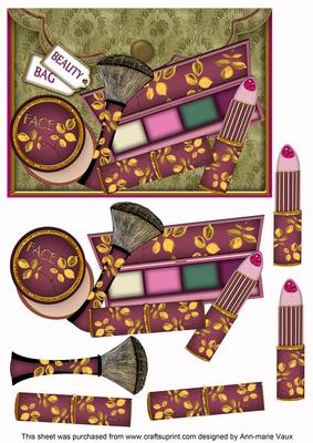 Bag of Plum Make-up 3D Decoupage Step-by-step