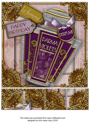 Parma Violets Birthday Perfume 8in Picture Topper