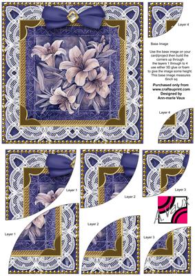 Blue Lily Lace 6in Duo Corner Stacker