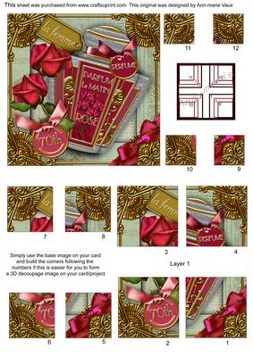 Rose 70th Birthday Perfume 5in All 4 Corner Stacker