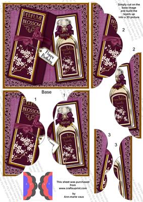 Purple Blossom Box Birthday Perfume 5in Scallop Side Stacker