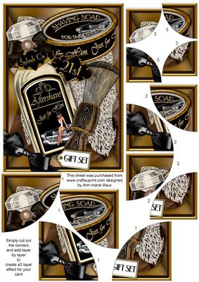 Mens Shaving 21st Birthday Set 7x5in Corner Stacker