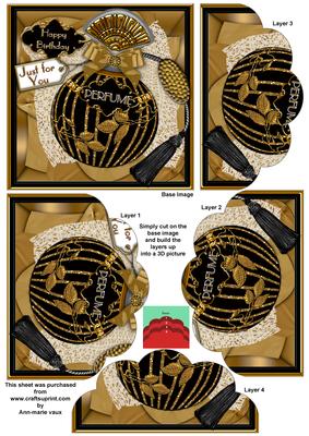 Black Onyx Happy Birthday Perfume 5in Scallop Bottom Stacker