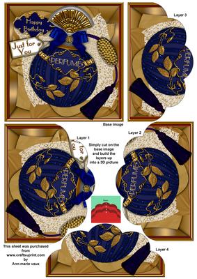 Blue Sapphire Birthday Perfume 5in Scallop Bottom Stacker