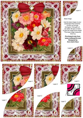 Lace Dahlia 6in Duo Corner Stacker Card Front