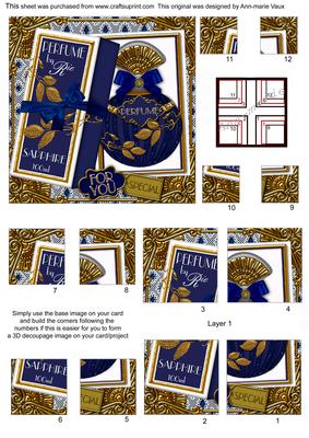 Boxed Blue Sapphire Perfume 5in Quad Corner Stacker