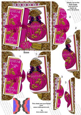 Pink Sapphire Boxed Perfume 5in Scalloped Side Stacker