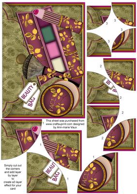Bag of Plum Make-up A4 Picture Topper Sheet