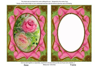 Painted Roses Fancy Bracket 7x5in Picture Card Front Frame