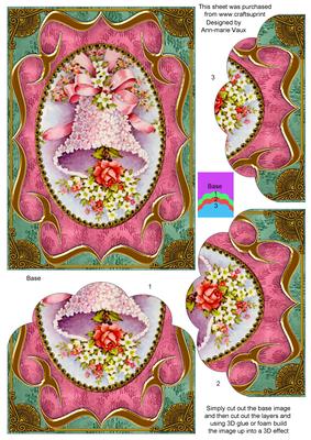 Floral Pink Bell Fancy Bracket 7x5in Scallop Bottom Stacker