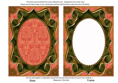 Oriental Peony Fancy Bracket 7x5 Plain Card Front and Frame