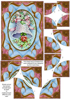 Floral Blue Bell Fancy Bracket 7x5in Duo Corner Stacker