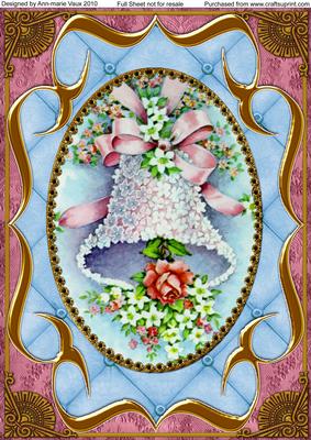 Blue Floral Bell Fancy Bracket A4 Picture Topper Sheet
