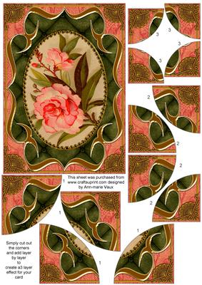 Oriental Peony Fancy Bracket 7x5in Duo Corner Stacker
