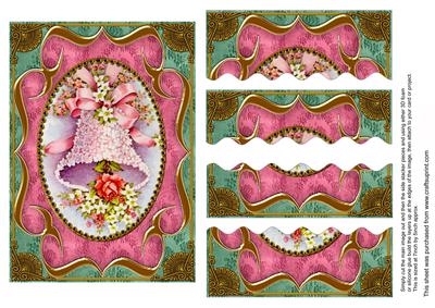 Pink Floral Bell Fancy Bracket 7x5in Wavy Top Bottom Stacker