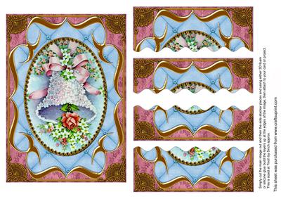 Blue Floral Bell Fancy Bracket 7x5in Wavy Top Bottom Stacker