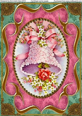 Pink Floral Bell Fancy Bracket A4 Picture Topper Sheet