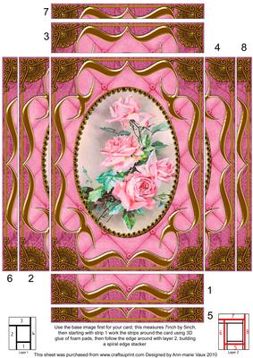 Pink Roses Fancy Bracket 7x5 Spiral Edge Stacker