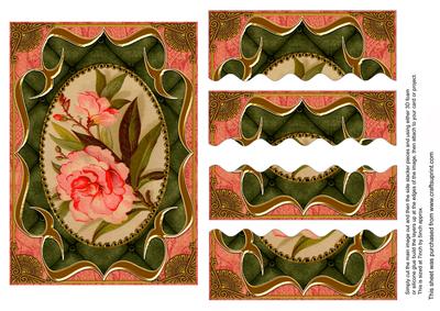 Oriental Peony Fancy Bracket 7x5in Wavy Top Bottom Stacker