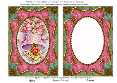 Pink Bell Fancy Bracket 7x5 Picture Card Front and Frame