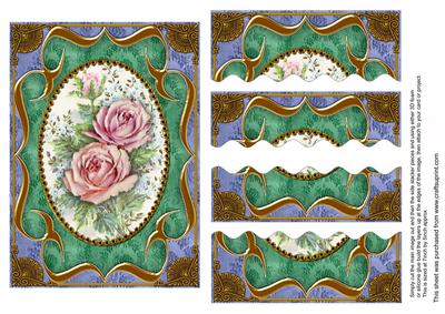 Pink Rose Duo Fancy Bracket 7x5in Wavy Top Bottom Stacker