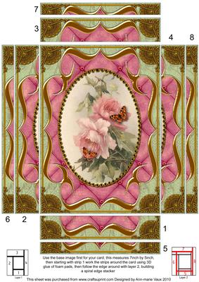 Pink Butterfly Rose Fancy Bracket 7x5 Spiral Edge Stacker