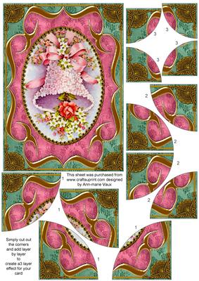 Pink Bell Fancy Bracket 7x5in Duo Corner Stacker