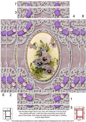 Purple Lace Pansies 7x5 Spiral Edge Stacker
