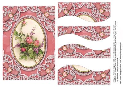Rose Bouquet Lace 7x5in Swirvey Top Bottom Stacker