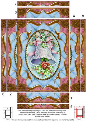 Blue Floral Bell 7x5 Spiral Edge Stacker