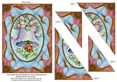 Blue Floral Bell Fancy Bracket 7x5in Triangle Corner Stacker