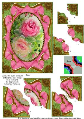 Painted Roses Fancy Bracket 7x5in Scallop Corner Stacker