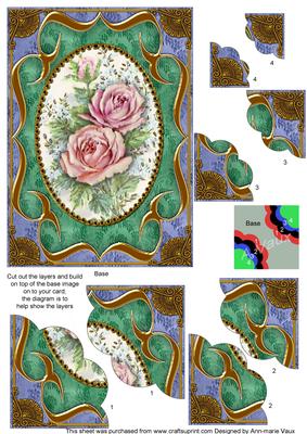 Duo Roses Fancy Bracket 7x5in Scallop Corner Stacker