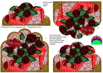 Red Glitter Floral Shoe Ornate Scalloped Bottom Stacker