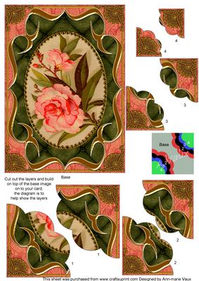 Oriental Peony Bracket 7x5in Duo Scallop Corner Stacker