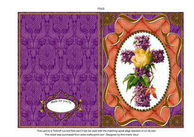 Violet Cross Fancy Bracket 7x5in Cut and Fold Card