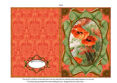 Poppies Fancy Bracket 7x5in Cut and Fold Card