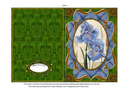 Blue Iris Fancy Bracket 7x5in Cut and Fold Card