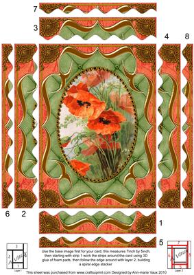 Poppies Fancy Bracket 7x5 Wavy Spiral Edge Stacker