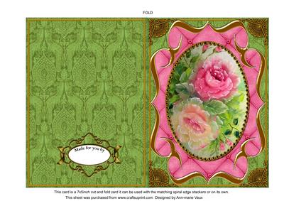 Painted Roses Fancy Bracket 7x5in Cut and Fold Card