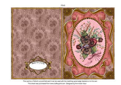 Colourful Pansies Fancy Bracket 7x5in Cut and Fold Card