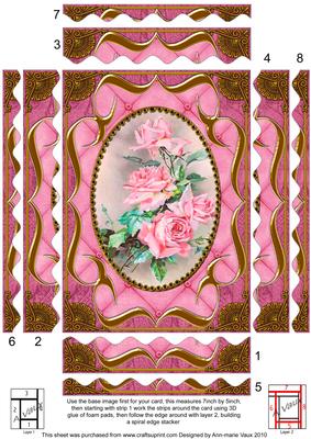 Pink Roses Fancy Bracket 7x5 Wavy Spiral Edge Stacker