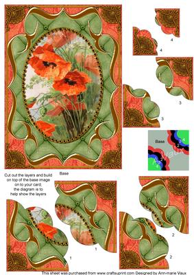 Poppies Fancy Bracket 7x5in Duo Scallop Corner Stacker