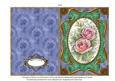 Rose Duo Fancy Bracket 7x5in Cut and Fold Card