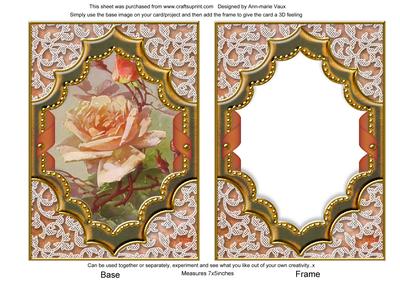 Peach Rose Diamond 7x5inch Picture Card Front Frame