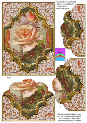 Peach Rose Ornate Diamond 7x5in Scallop Bottom Stacker