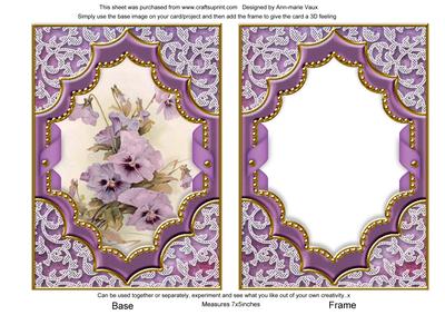 Purple Pansies Diamond 7x5inch Picture Card Front Frame