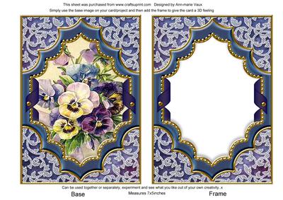 Blue Pansies Diamond 7x5inch Picture Card Front Frame