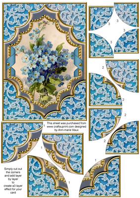 Forget-me-knots Diamond 7x5in All 4 Corner Stacker