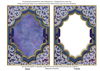 Blue Pansies Ornate Diamond 7x5inch Plain Card Front Frame